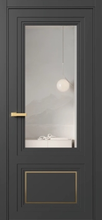 Межкомнатная Дверь ПО Erte 2 Rustica Декор золото в цвете Базальт (NCS S 8000-N) со стеклом НОВЫЙ Зеркало Оптивайт