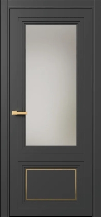 Межкомнатная Дверь ПО Erte 2 Rustica Декор золото в цвете Базальт (NCS S 8000-N) со стеклом НОВЫЙ Оптивайт Сатинат