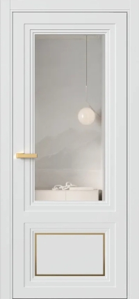 Межкомнатная Дверь ПО Erte 2 Rustica Декор золото в цвете Скандинавский серый (NCS S 1000-N) со стеклом НОВЫЙ Зеркало Безцветный