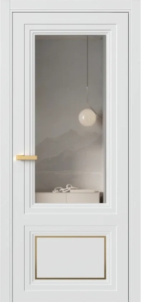 Межкомнатная Дверь ПО Erte 2 Rustica Декор золото в цвете Скандинавский серый (NCS S 1000-N) со стеклом НОВЫЙ Зеркало Графит
