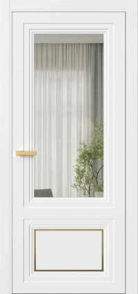 Межкомнатная Дверь ПО Erte 2 Rustica Декор золото в цвете белоснежный со стеклом НОВЫЙ Прозрачный