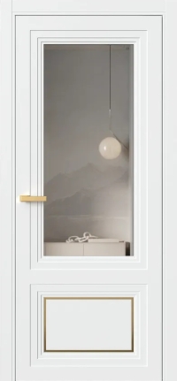 Межкомнатная Дверь ПО Erte 2 Rustica Декор золото в цвете белоснежный со стеклом НОВЫЙ Зеркало Графит