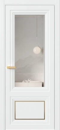 Межкомнатная Дверь ПО Erte 2 Rustica Декор золото в цвете белоснежный со стеклом НОВЫЙ Зеркало Оптивайт