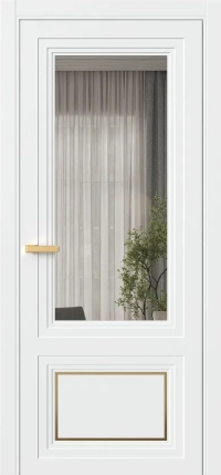 Межкомнатная Дверь ПО Erte 2 Rustica Декор золото в цвете белоснежный со стеклом НОВЫЙ Грей Прозрачный