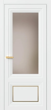 Межкомнатная Дверь ПО Erte 2 Rustica Декор золото в цвете белоснежный со стеклом НОВЫЙ Бронза Сатинат
