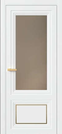 Межкомнатная Дверь ПО Erte 2 Rustica Декор золото в цвете Сигнально-белый (RAL 9003) со стеклом НОВЫЙ Зеркало Бронза Матовый