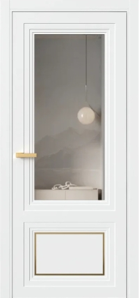 Межкомнатная Дверь ПО Erte 2 Rustica Декор золото в цвете Сигнально-белый (RAL 9003) со стеклом НОВЫЙ Зеркало Графит