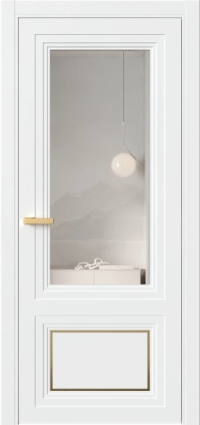 Межкомнатная Дверь ПО Erte 2 Rustica Декор золото в цвете Сигнально-белый (RAL 9003) со стеклом НОВЫЙ Зеркало Оптивайт