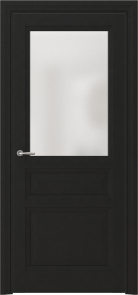 Межкомнатная дверь ПО ARTA 3 в цвете Чёрный софт со стеклом Сатинат Белый