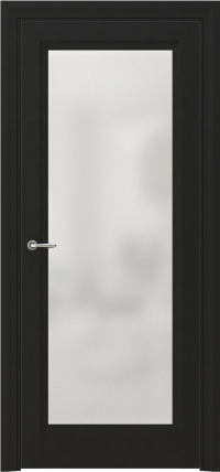 Межкомнатная дверь ПО ARTA 1 в цвете Чёрный софт со стеклом Сатинат Белый