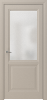 Межкомнатная дверь ПО ARTA 2 в цвете Мускат софт со стеклом Сатинат Белый