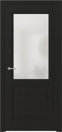 Межкомнатная дверь ПО ARTA 2 в цвете Чёрный софт со стеклом Сатинат Белый