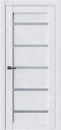 Межкомнатная дверь Q55 в цвете Бетон лайт  со стеклом Сатинат Белый