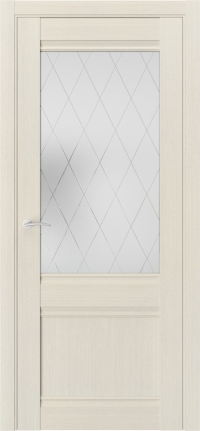 Межкомнатная дверь QS2 в цвете Лиственница кремовая со стеклом стекло №2 белое НЕВА