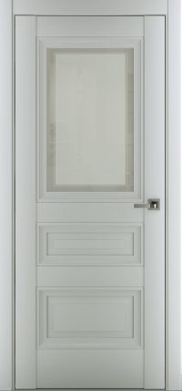 Межкомнатная дверь ПО Ампир В2 в цвете Серый матовый  со стеклом Сатинат Белый