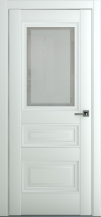 Межкомнатная дверь ПО Ампир В2 в цвете Белый матовый  со стеклом Сатинат Белый