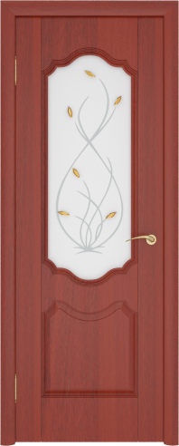 Межкомнатная дверь ПО Орхидея в цвете Итальянский орех  со стеклом Сатинат и витраж НЕВА