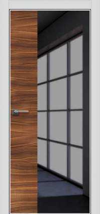 Межкомнатная дверь Aluform 3 в цвете Американский орех  со стеклом Стекло Черное AGS