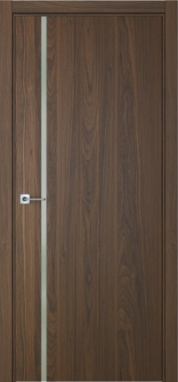 Межкомнатная дверь ПО BASE 1/1 вертикальное направление в цвете Орех Флэйм со стеклом RAY белый