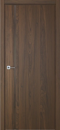 Межкомнатная дверь ПО BASE 1/1 вертикальное направление в цвете Орех Флэйм со стеклом RAY бронза