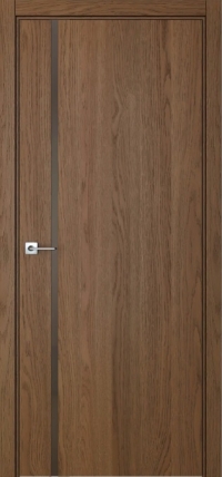 Межкомнатная дверь ПО BASE 1/1 вертикальное направление в цвете Дуб Кейв со стеклом RAY бронза