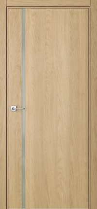 Межкомнатная дверь ПО BASE 1/1 вертикальное направление в цвете Дуб Сэнд со стеклом RAY белый