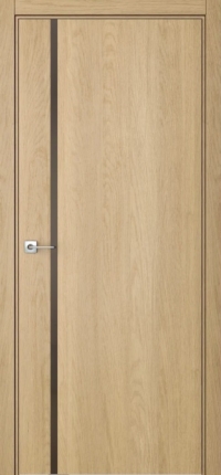 Межкомнатная дверь ПО BASE 1/1 вертикальное направление в цвете Дуб Сэнд со стеклом RAY бронза