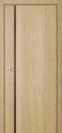 Межкомнатная дверь ПО BASE 1/1 вертикальное направление в цвете Дуб Сэнд со стеклом RAY серый