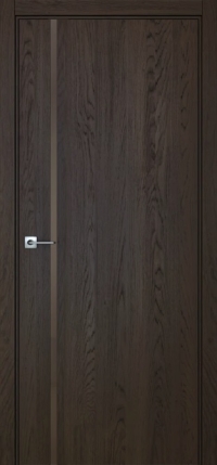 Межкомнатная дверь ПО BASE 1/1 вертикальное направление в цвете Дуб Рут со стеклом RAY бронза