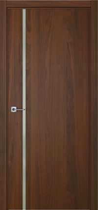 Межкомнатная дверь ПО BASE 1/1 вертикальное направление в цвете Американский орех  со стеклом RAY белый