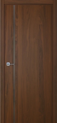 Межкомнатная дверь ПО BASE 1/1 вертикальное направление в цвете Американский орех  со стеклом RAY бронза
