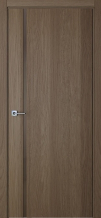 Межкомнатная дверь ПО BASE 1/1 вертикальное направление в цвете Дуб каменный со стеклом RAY бронза