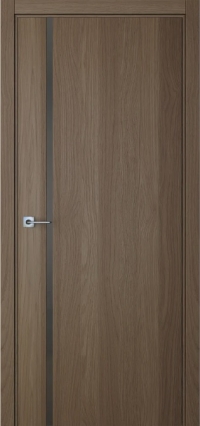 Межкомнатная дверь ПО BASE 1/1 вертикальное направление в цвете Дуб каменный со стеклом RAY серый