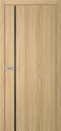 Межкомнатная дверь ПО BASE 1/1 вертикальное направление в цвете Дуб Грано со стеклом RAY серый