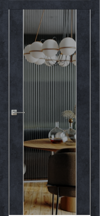 Межкомнатная дверь ПО Титаниум 11 в цвете Чёрный Морион со стеклом Зеркало