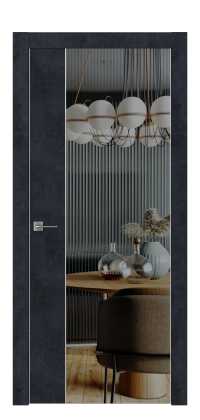 Межкомнатная дверь ПГ Титаниум 10/1 в цвете Чёрный Морион  со стеклом Зеркало