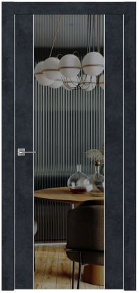 Межкомнатная дверь ПГ Титаниум 11 в цвете Чёрный Морион  со стеклом Зеркало