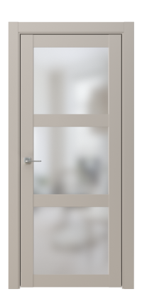 Межкомнатная дверь ПО BASE 6 в цвете Мускат софт со стеклом Сатинат Белый