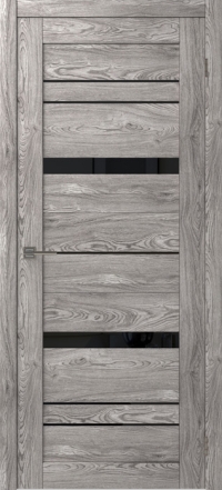 Межкомнатная дверь ПО SMART QX 1 в цвете Maple Grey со стеклом Чёрный лакобель