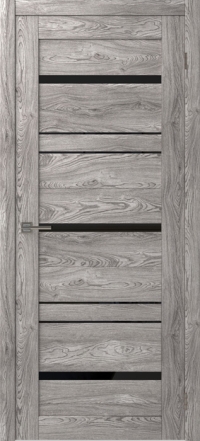 Межкомнатная дверь ПО SMART QX 2 в цвете Maple Grey со стеклом Чёрный лакобель