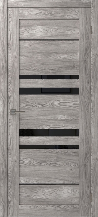 Межкомнатная дверь ПО SMART QX 3 в цвете Maple Grey со стеклом Чёрный лакобель