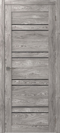 Межкомнатная дверь ПО SMART QX 4 в цвете Maple Grey со стеклом Чёрный лакобель
