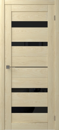 Межкомнатная дверь ПО SMART QX 5 в цвете Maple Cream со стеклом Чёрный лакобель