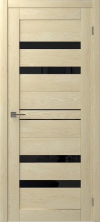 Межкомнатная дверь ПО SMART QX 6 в цвете Maple Cream со стеклом Чёрный лакобель