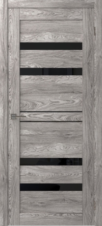 Межкомнатная дверь ПО SMART QX 6 в цвете Maple Grey со стеклом Чёрный лакобель