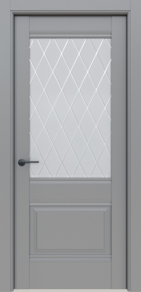Межкомнатная дверь ПО КЛАССИКО 43 в цвете Nardo Grey со стеклом Ромб
