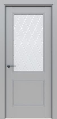 Межкомнатная дверь ПО КЛАССИКО 73 в цвете Nardo Grey со стеклом Ромб