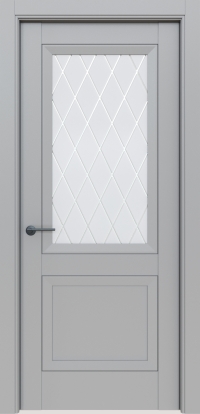 Межкомнатная дверь ПО КЛАССИКО 83 в цвете Nardo Grey со стеклом Ромб