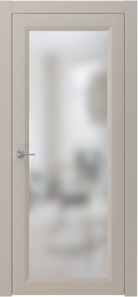 Межкомнатная дверь ПО NEO 1 в цвете Мускат софт со стеклом Сатинат Белый