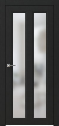 Межкомнатная дверь ПО NEO 7 в цвете Чёрный софт со стеклом Сатинат Белый